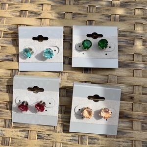 4 pack colored stud earrings